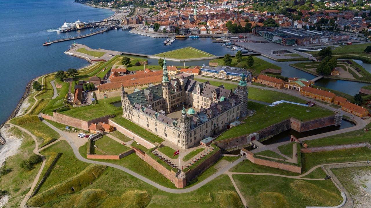 Luftfoto af Kronborg slot